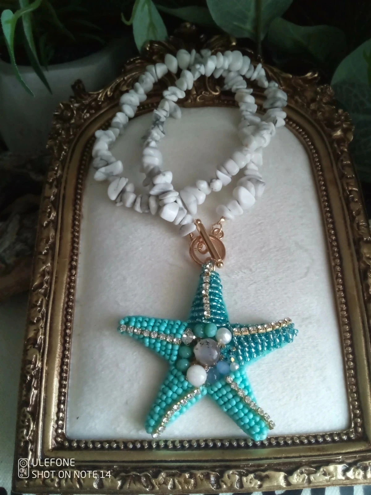 Collier pierres howlite et étoile avec pierres de labradorite et pierre de lune – photo 2